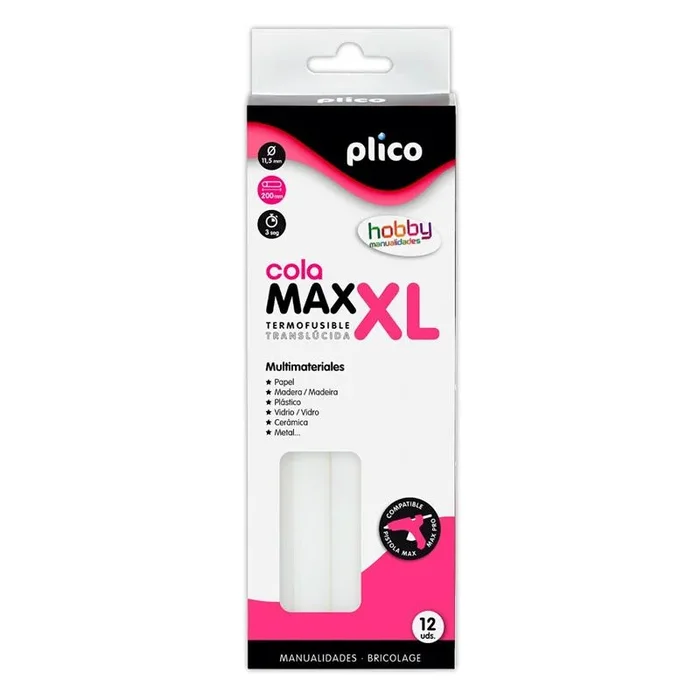 Barra Cola Termo Fusible MAX XL 195x11.5mm, Caja 12 Unidades - Accesorios de Costura