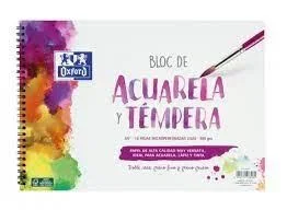 Bloc de Dibujo Acuarela Oxford A4, Espiral, 300g, Grano Grueso - Papel Artístico
