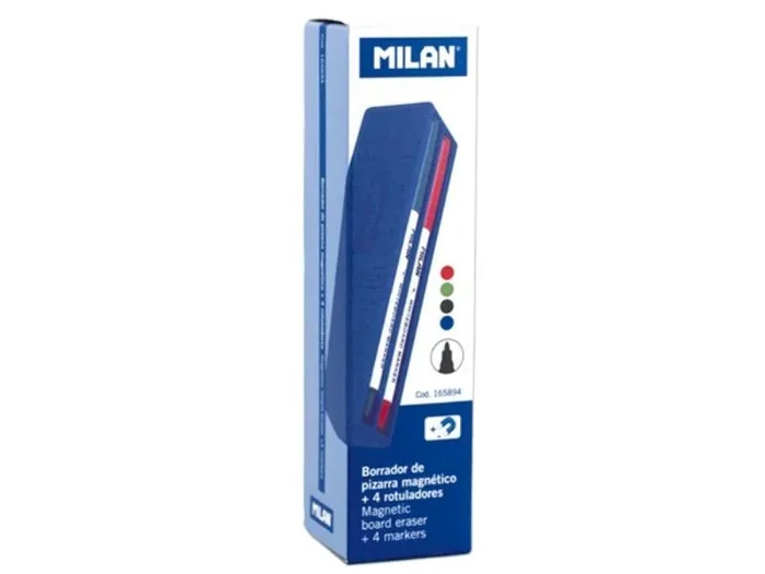 Borrador Pizarra Blanca Magnético + 4 Rotuladores - Kit Escolar Completo