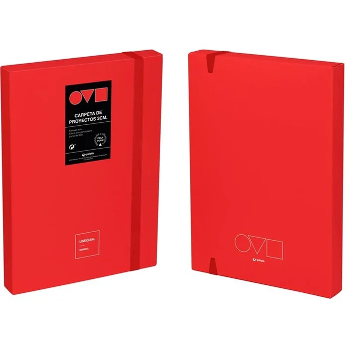 Caja Proyectos Polyfoam Lomo 3cm Folio Rojo Unequal Minimal GrafoPlás - Material Escolar