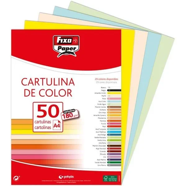 Cartulina A4 Fixo Paper, 180g, 100 Hojas, Color Rosa - Material Escolar