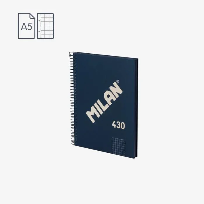Cuaderno Milan Serie 1918, Espiral A5, 80 Hojas, Cuadrícula Azul