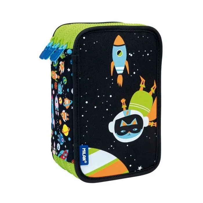 Estuche Plumier Milan 3 Pisos Super Heroes Space - Set Escolar con Contenido
