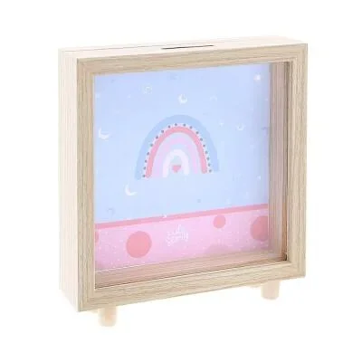 Hucha infantil de madera Princess HU2447AZ - Ahorradora decorativa para niñas