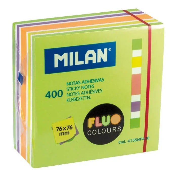 Notas Adhesivas Milan Fluor 76x76mm 350 Hojas - Post-it Varios Colores