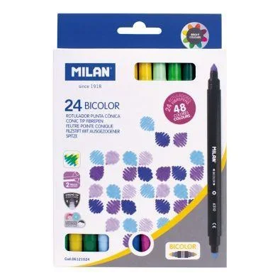 Rotulador Milan Bicolor 24 Colores - Set de Marcadores Artísticos