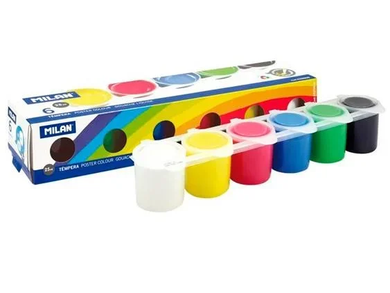 Tempera Milan 6 Colores 25ml - Set de Pintura Artística para Manualidades Escolares